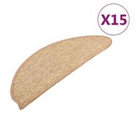 (light brown, 65 x 25 cm) vidaXL Self-adhesive Stair Mats Stair Treads Protector Rug Sisal-Look 15 pcs