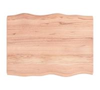 Vidaxl Table Top Light Brown 80X60X6 Cm Treated Solid Wood Oak Live Edge, Brown