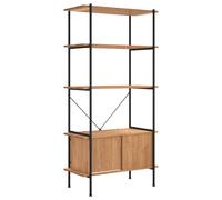 (Light brown and black, 80 x 40 x 163 cm (W x D x H)) vidaXL Shelving Unit with Cabinet Display Shelf Steel and Engineered Wood