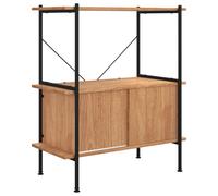 (Light brown and black, 80 x 40 x 92 cm (W x D x H)) vidaXL Shelving Unit with Cabinet Display Shelf Steel and Engineered Wood