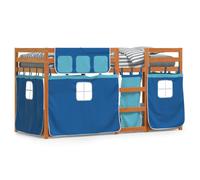 (light brown and blue, 75 x 190 cm) vidaXL Bunk Bed with Curtains Kids Twin Sleeper Blue 80x200 cm Solid Wood Pine