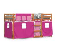 (light brown and pink, 80 x 200 cm) vidaXL Bunk Bed with Curtains Kids Twin Sleeper Blue 80x200 cm Solid Wood Pine