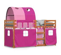 (light brown and pink, 80 x 200 cm) vidaXL Bunk Bed with Curtains Kids Twin Sleeper Pink 80x200 cm Solid Wood Pine