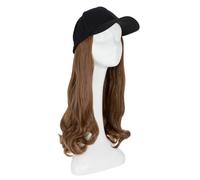 Light Brown Baseball Hat With Synthetic Hair Extension 16 Inch Long Wavy Hair Extensions With Baseball Cap All Cotton Made Black Hat For Women