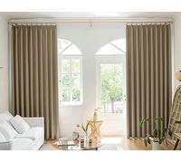 Light Brown Blackout ains Set of 2 Solid Pattern Eyelet Polyester Drapes for Living Room Window Treatment Size 42"x63" - t for Privacy and Light Control