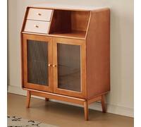 Light Brown Buffet Cabinet with Adjustable Sideboard and Hutch, Glass Doors, Kitchen Storage, Pantry, Multifunctional, Coffee Bar, Dining Room & Hallway