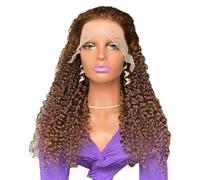 Light Brown Deep Wave 13x4 Hd Curly Lace Frontal Wigs for Women Pre Plucked Wet and Wavy Glueless Brown Color Adds Volume(30inch)