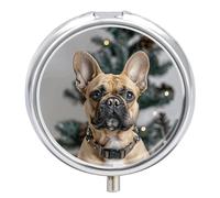 Light Brown Dog Printed Pill Box Pill Container Portable Medicine Pill Case Metal Travel Pill Box Vitamin Container with 3 Compartment Medicine Case