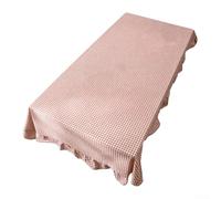Light Brown Gingham Tablecloth With Textured Ruffle Detail For Functional And Stylish Table Coverage