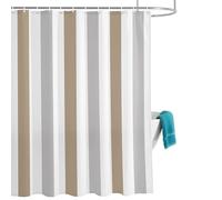 Light Brown Grey Stripe Shower Curtain for Bathroom, Classic Modern Waterproof Cloth Fabric Bathroom Accessories Set with 12 Rust Proof Plastic Hooks, 36” x 78”