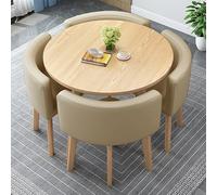 Light Brown Kitchen Breakfast Bar Table Set Office Reception Desk Small Round Meeting Tables for Businesses Clubs and Conferences - Versatile Dining & Work Space Solution