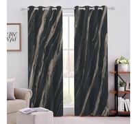 Light Brown Lines Kids Blackout Curtains W 52" x L 54" Black Simple Curtain Thermal Insulated Noise Reducing & Energy Efficient for Kids Bedroom living room