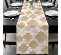 Light Brown Moroccan Style Table Runner 13x120 Inches Long Gradient Geometric Abstract Cotton Linen Table Runner Burlap Style for Dinner Table Party Decor Tabletop Decorations