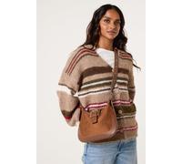 Light Brown Multi Stripe Knit Cardigan Blue Vanilla Light Brown M/L