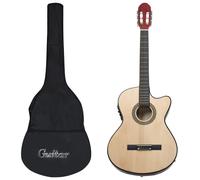 vidaXL Western Guitar Set with Equalizer & 6 Strings Light Wood - 12 Piece Bundle with Accessories