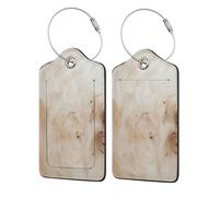 Light Brown Wood Surface with Minimal Grain Luggage Tag for Suitcase 2 Pack Leather Luggage Tag with Privacy Flap Name Id Label and Metal Loop for Women Men Travel