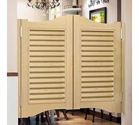 Light Brown Wooden Half Door with Automatic Closure 37.4in Indoor Swinging Butler Door for Kitchen Bar Pub Entrance Slish Partit Solut for Home Decor