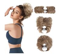 ,Light brownNatural Look Hair Pieces & Extensions, Messy Bun Hairpiece Comb Clip - Versatile Updo for Women, Short & Straight Hair,Human Hair Clip-In Ponytail Extensions (Light brown