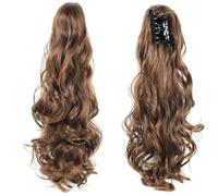 ,Light brownNatural Looking Ponytail Extension, 20 - Inch Synthetic Curly Wavy Ponytail Hair Extensions - Effortlessly Attach with Claw Clip for Stunning Hairpieces, Thick & Natural