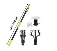 Light Bulb Changer Kit for High Ceilings - Telescopic Aluminum Pole (143-360 cm), 2X 8-Finger Cages & Suction Cup, Safe Ladder- Replacement Tool