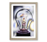 Light Bulb Electricity Framed Print | A2 Oak Framed Wall Art | Ready to Hang | Modern Nature Picture | Living Room Bedroom Lounge Office