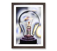 Light Bulb Electricity Framed Print | A2 Walnut Framed Wall Art | Ready to Hang | Modern Nature Picture | Living Room Bedroom Lounge Office