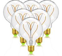 Light Bulb,G95 LED Edison Antique Bulb Vintage lamp Globe Love Edison Bulb LED Dimmable Filament Amber 220V 4W Old Fashioned Style Decorative Bulb,Clear,6pcs