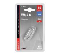 Light Bulb License 12V 6 LED Blue Torpedo 13x44 mm - SV8,5-8