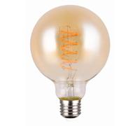 Light Bulb Orange 7w Spiral Filament LED Globe G95 E27 1800K 400lm Amber