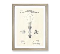 Light Bulb Patent Typography Quote Framed Print | A4 Oak Framed Wall Art | Ready to Hang | Modern Positive Affirmations Picture | Living Room Bedroom Lounge Office