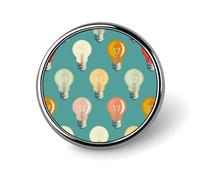 Light Bulb Pattern Lapel Pin, Metal Round Badge Lightweight, Fashionable Brooch Pins for Clothing, Ideal Gift for Family & Friends