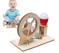 Light Bulb Science Kit - Hand Crank Toy Wooden Educational Experiment Set Manual Energy Conversion Device STEM Learning Tool Interactive Physics Demonstration Model Light Bulb Science Kit