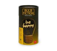 LEGAMI - Light Bulb Shaped Table Lamp, Rechargeable with USB Cable, Wireless, Bulbs Fiction, Be Happy Theme, 6.8 x 10.3 cm