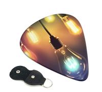 Light Bulbs 6 Pack Guitar Picks With Holder, Personalized Guitar Plectrums Non-Slip Portable Ukulele Bass Picks 0.96mm For Acoustic Guitar Lovers Gifts