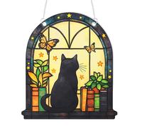 Light Catcher Window Ornaments - Cat Memorial Stained Glass Hanger, Colorful Acrylic Cat Window Hanging | Bright Colorful Artistic Acrylic Pendant for Ball
