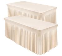 Light Champagne Spandex Table Covers for 6 Foot Rectangle Table, Fitted Stretch Table Skirts Wrinkle-Free Floor Length Polyester Rectangle Tablecloths for Weddings Parties Banquets Events,2 Pack
