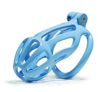 Light Cobra Resin Male Chastity Cage Lock with 4 Rings Cock Cage Breathable Mamba Chastity Device restrain Sex Toy for Men QA-08 (L, Blue)