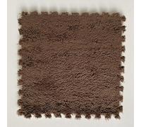 Light Coffee Interlocking Foam Floor Tiles Plush Carpet Mats Easy Installation Square Rugs for Bedroom Soft Surface Durable Non Slip Perfect for Kids' Playroom and Home Decor