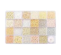 Light Color Beads Set for Bracelet Making, Seed Bead Glass Beads, Friendship Bracelet Making Kit Craft Kit Set Small Bead for Girls Adults(Beige, Light Yellow, Light White)