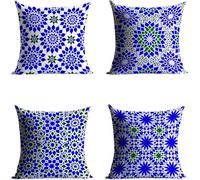 Light Color Cushion Covers 40 x 40, Retro Pillow Cases 4 Pack, Sofa Bed Decor Cushion Covers 40 x 40 cm with Invisible Zipper Heat Absorbing Breathable for All-Season Who Sweat Easily Gifts BZTH-6388