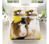 Light Color Fitted Sheets Single 36x75 inch Animal Cute Guinea Pig Fitted Sheets - All-around Elastic Band Deep Pocket (30cm), Soft Microfibre Easy Care Shrinkage Fade Resistant - Bottom Sheet