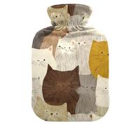 Light Color Lines Cats Cute hot Water Bottles with Soft Cover, 2Lwater Bag for Hot and Cold Therapies,Sore Muscle,Bolsa para agua Caliente