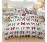 Light Color Printed Duvet Cover, Cartoon Simple Bow Them Soft Brushed Microfiber Bedding Set with 2 Pillowcases for Teens Boys Girls Bedroom, Super King Hypoallergenic Duvet Covers