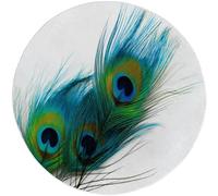 Light Color Washable Round Rug Area Rug for Living Room - Animals Peacock Feathers Print Large Rug with Upgrade Anti-slip PVC Material for Bedroom Classic Round Carpet Non Shedding, 210 cm