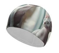 Light-colored Sphynx Cat Elastic Swimming Cap