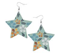 Light coloured floral Prints Leather Star-Shaped Earrings Lightweight And Stylish Accessories For Parties Dances And Everyday Life.