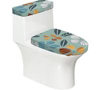 Light Coloured Floral Soft 2Pcs Toilet Lid - Tank Covers, Elastic Reusable for U/O Shape Toilets, Bathroom Decor