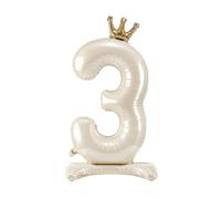 PartyDeco Party Deco Standing No.3 Light Cream FB126S-3-079J Film Balloon Aluminum Balloon