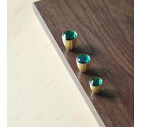 Light Crystal Glass Creative Pure Copper Small Handle Gold Single Hole Drawer Cabinet Door Copper Handle(27X20-Emerald)