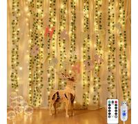 Light Curtain Indoor 2 x 2 m, Ivy Garland with 200 LEDs Ivy Artificial Fairy Lights Curtain Waterproof 8 Modes, USB Fake Ivy Fairy Lights for Wedding Window Wall Party Christmas Bedroom Decoration